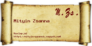 Mityin Zsanna névjegykártya